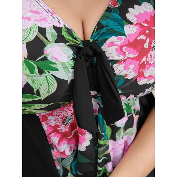 Plus Size 28 5x BloomChic Floral Patchwork Ruffle CUTE Swim Dress Swimsuit - Picture 10 of 10